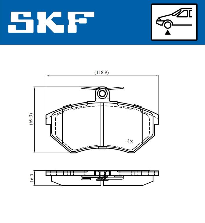 Jogo de 4 pastilhas de travão SKF ref. VKBP 80668